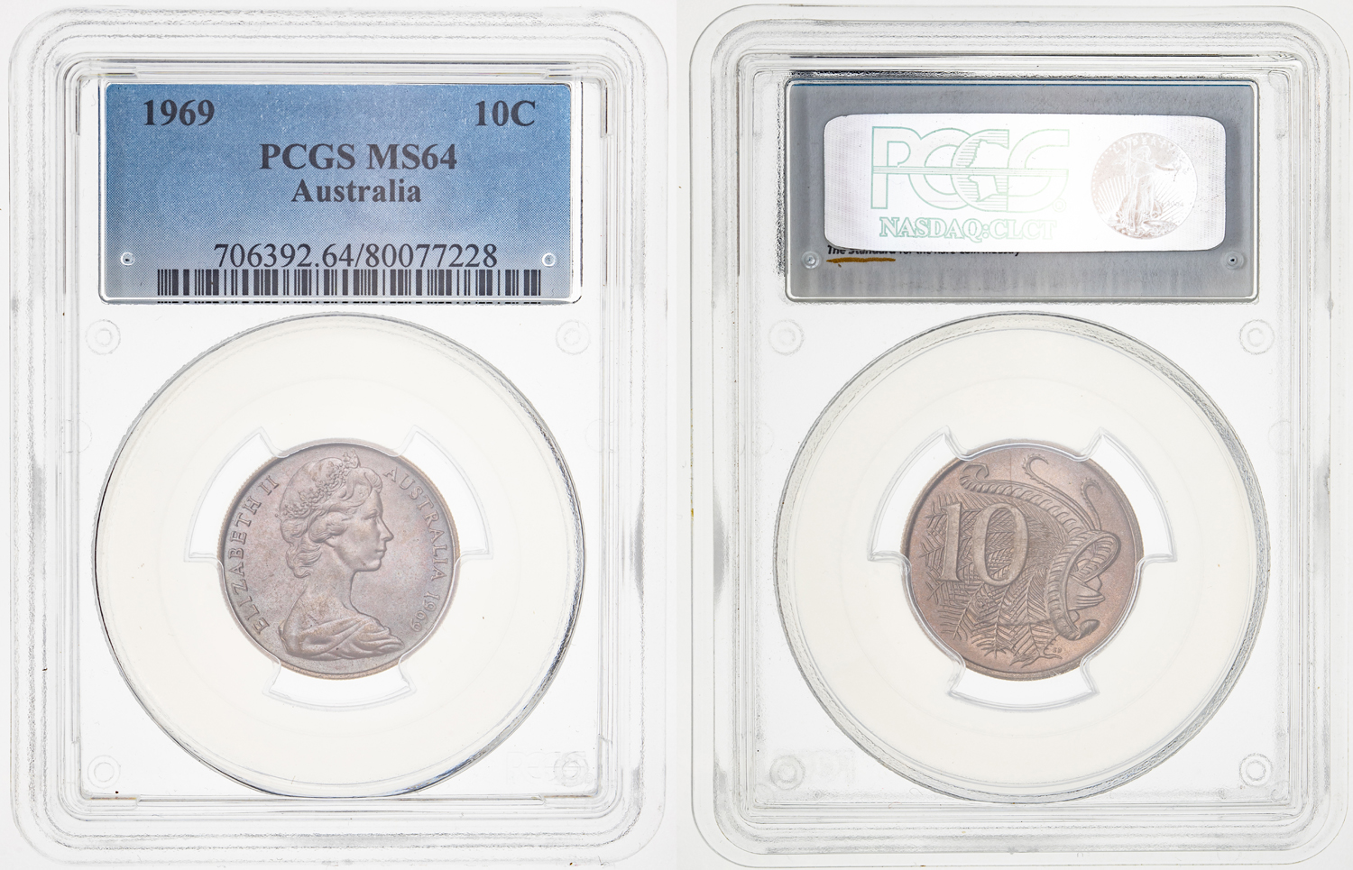 Ten Cent, 1969, PCGS MS 64