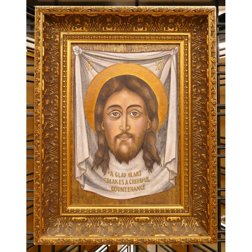 Byron Birdsall Original 'Jesus' Mixed Media Artwork 1977 Framed- 16x12''