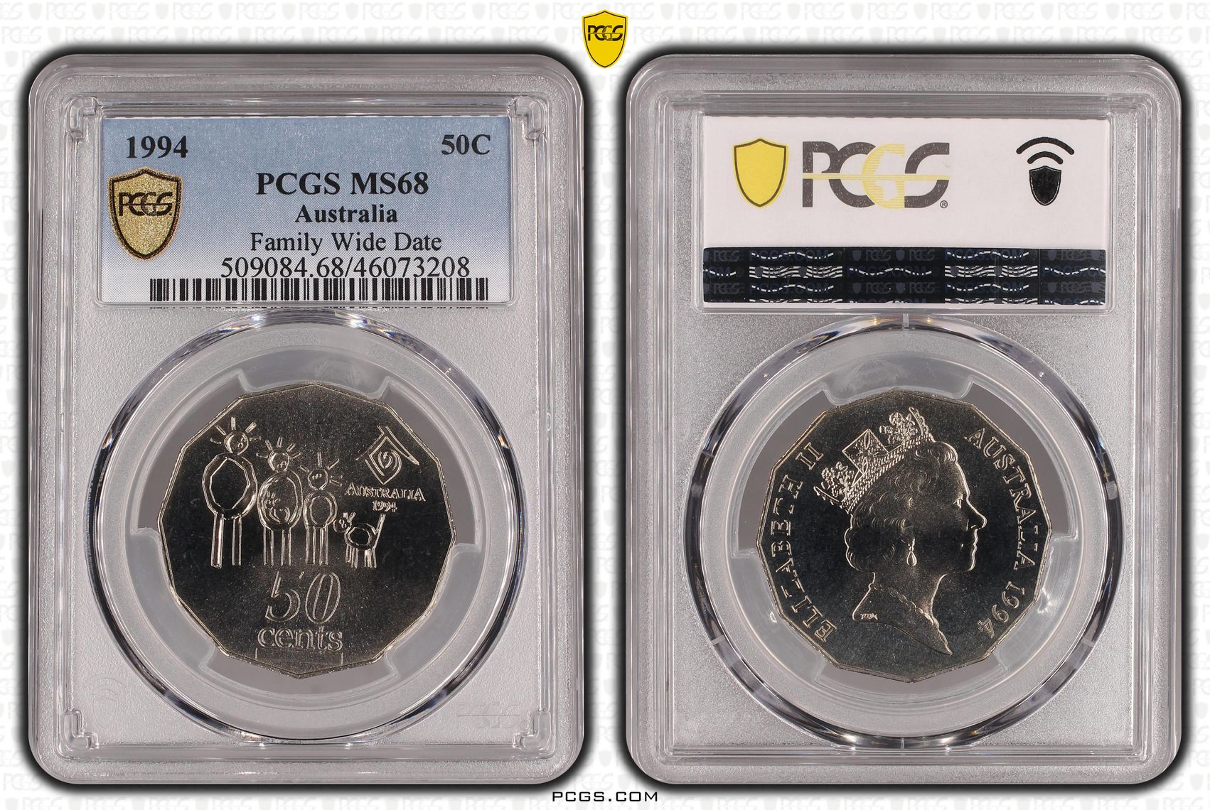 1994 Australia Fifty Cent, 50c Family Wide Date PCGS - MS68 -208