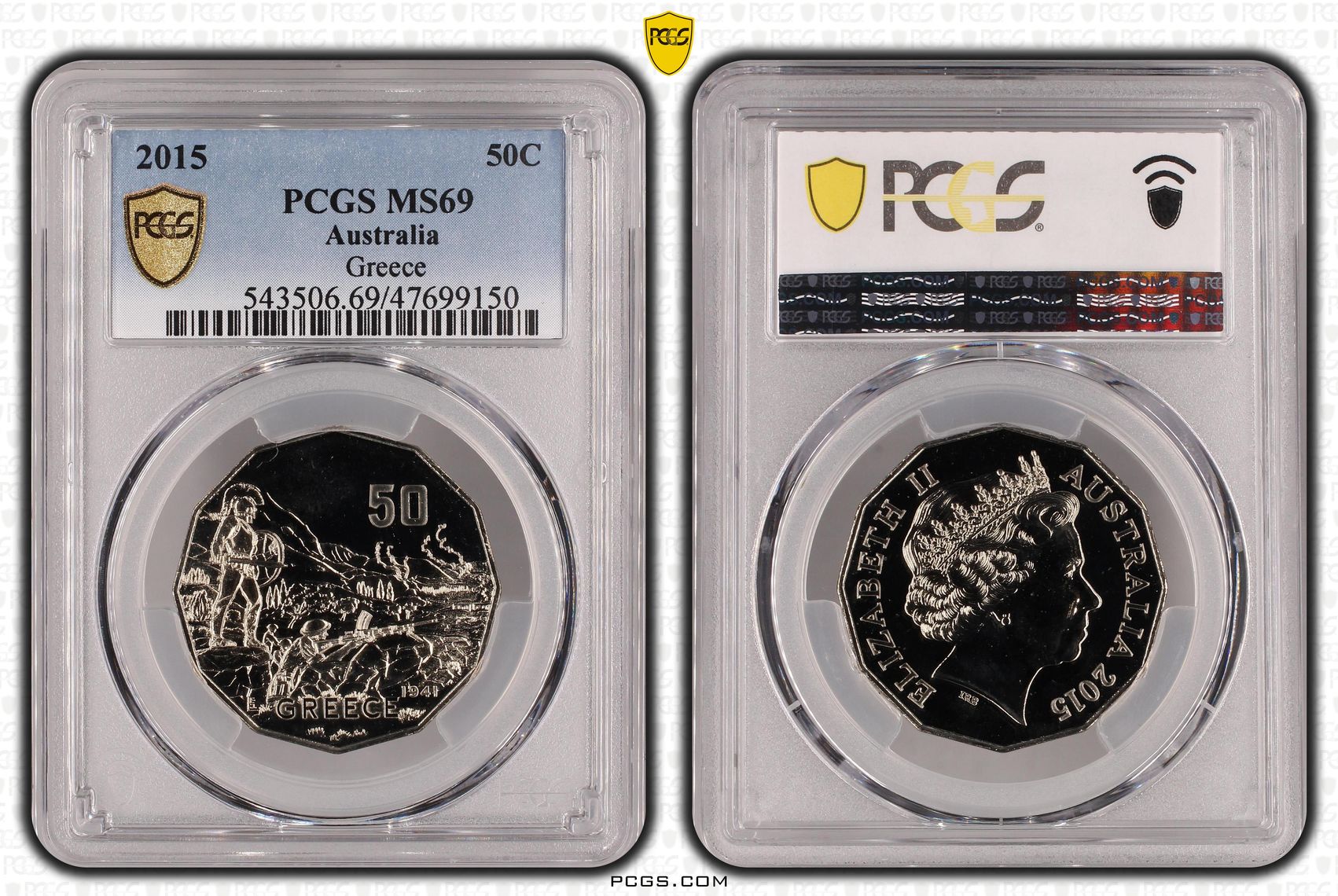 Greece, Fifty Cent, 2015 POP Report 24/0, PCGS MS 69