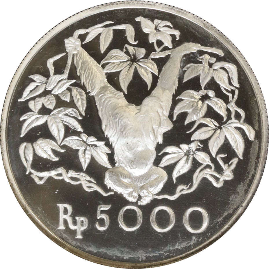 Indonesia 1974 Silver Proof 5000 Rupiah Orangutan NGC PF68 ULTRA