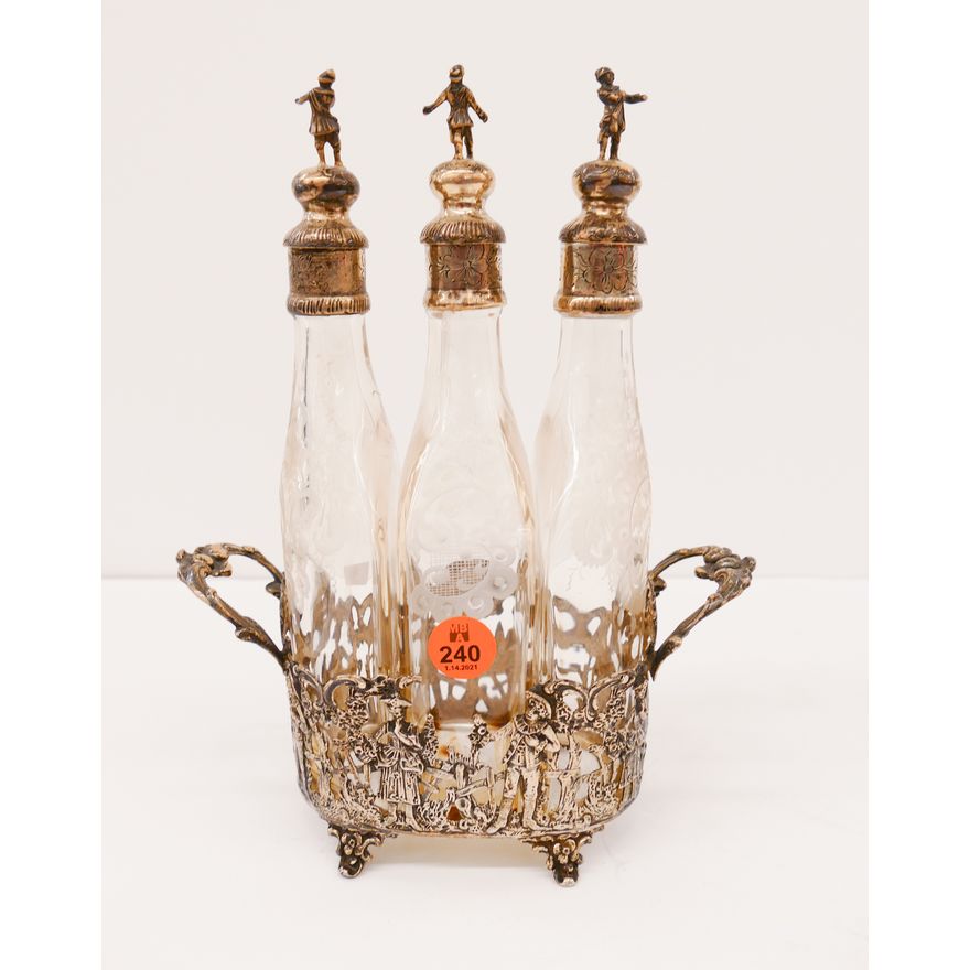 Hanau German 800 Silver Cruet Set- 9''