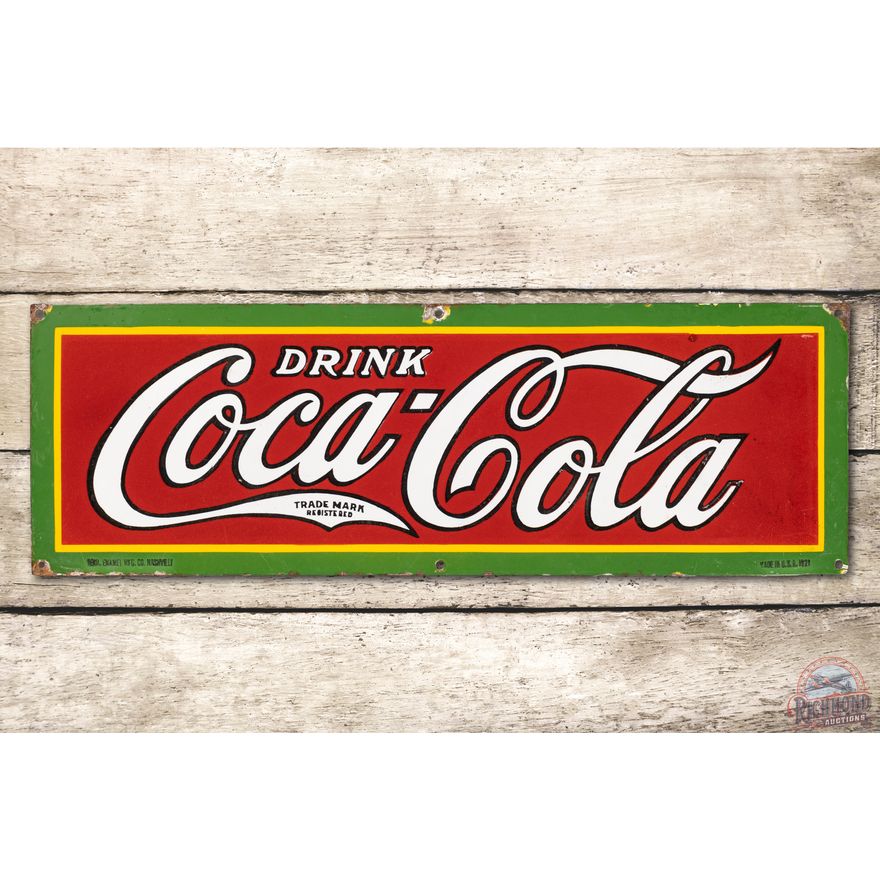 1929 Drink Coca-Cola Porcelain Sign TAC 8.5