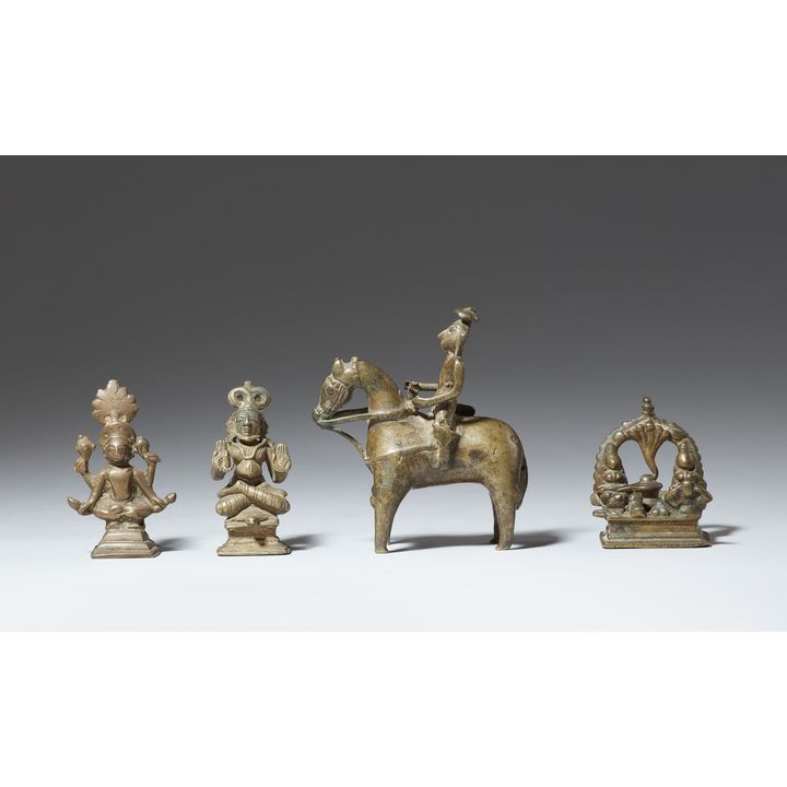 Four copper alloy figures. India, various regions. 19th century