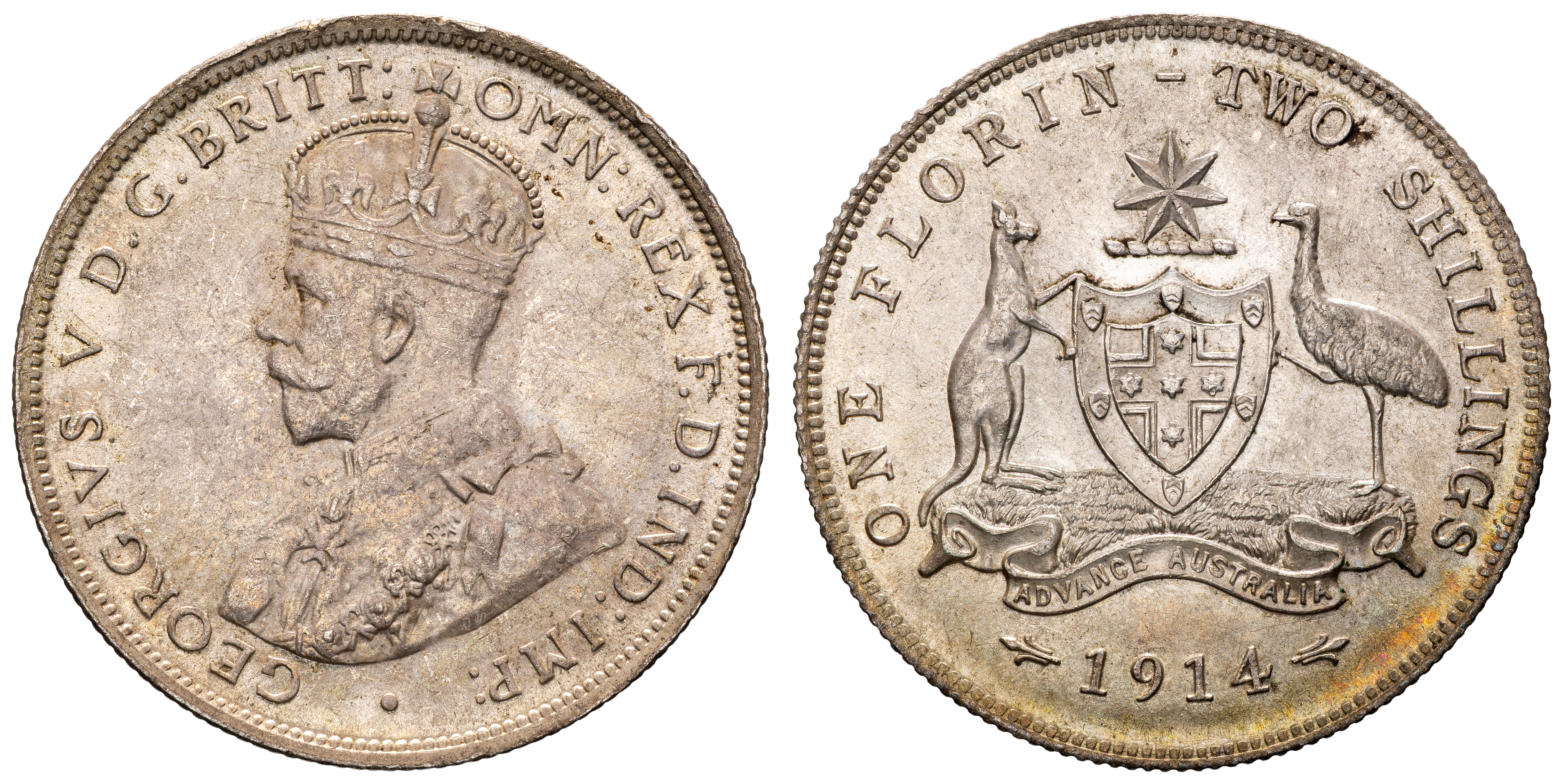 George V, Florin, 1914, UNC