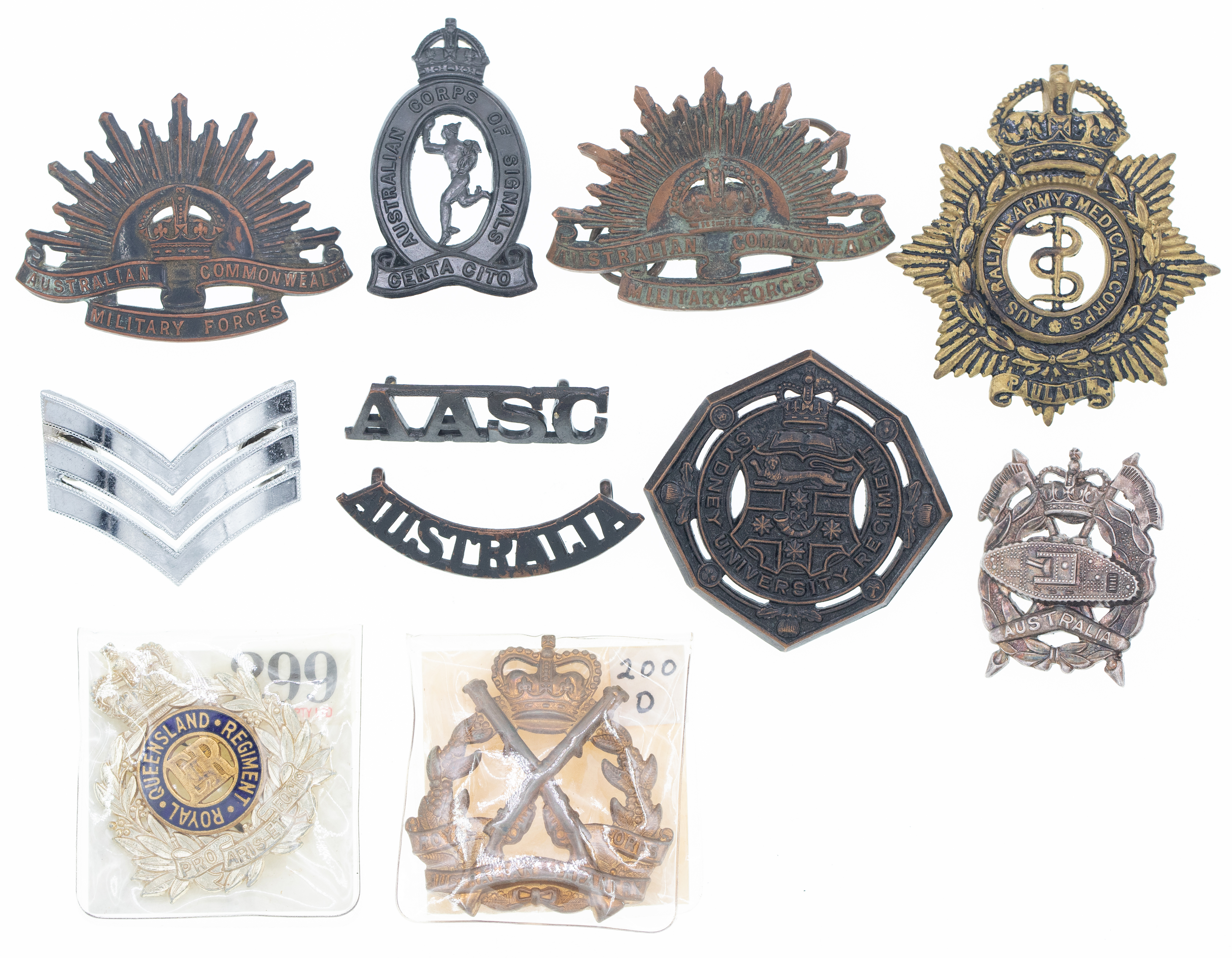 Australian Cap Badges, 1914 - 1960, VGC