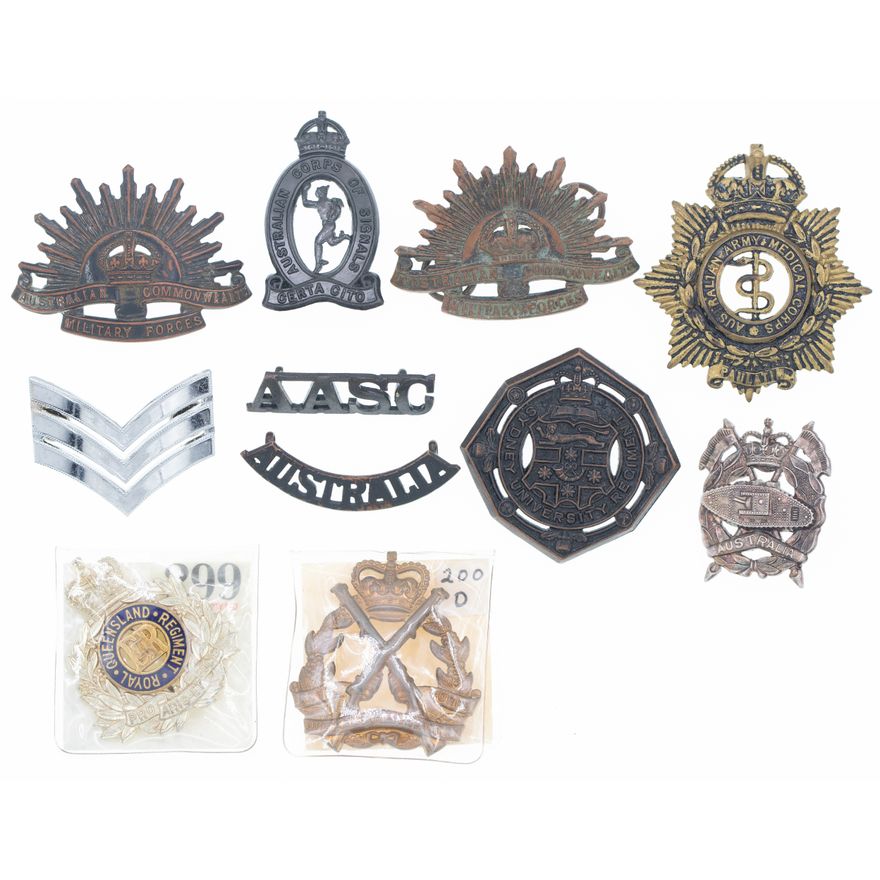 Australian Cap Badges, 1914 - 1960, VGC