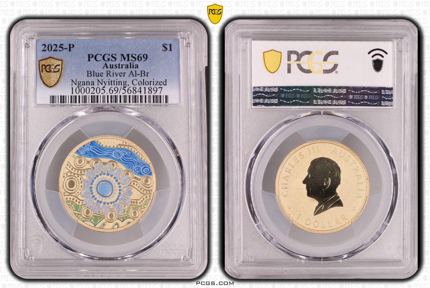 332 · Blue River AlBr Ngana Nyitting, Colourised, One Dollar, 2025-P,  MS69