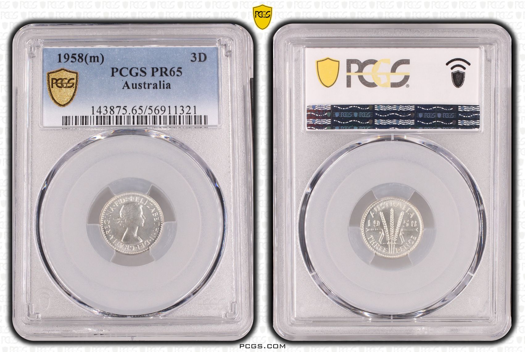 Threepence, 1958(m), PCGS PR65