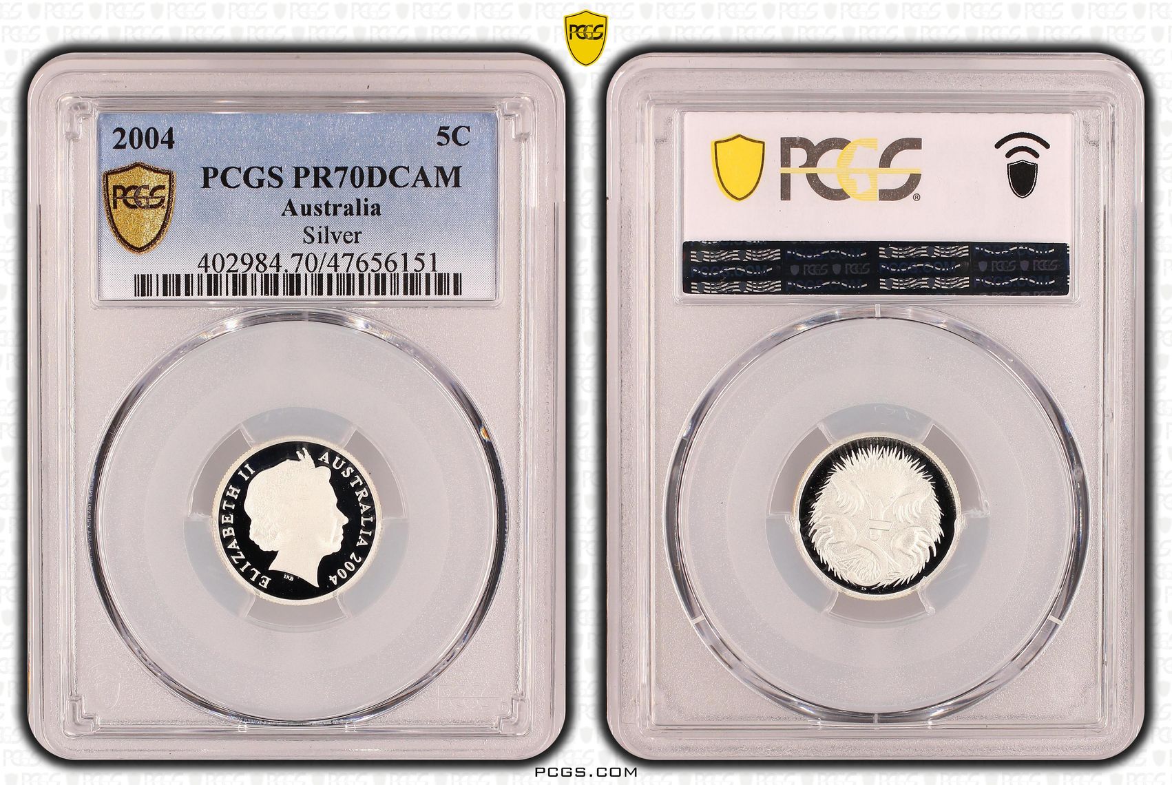 Elizabeth II, Silver, Pop 14/0, Five Cent, 2004, PCGS PR70DCAM