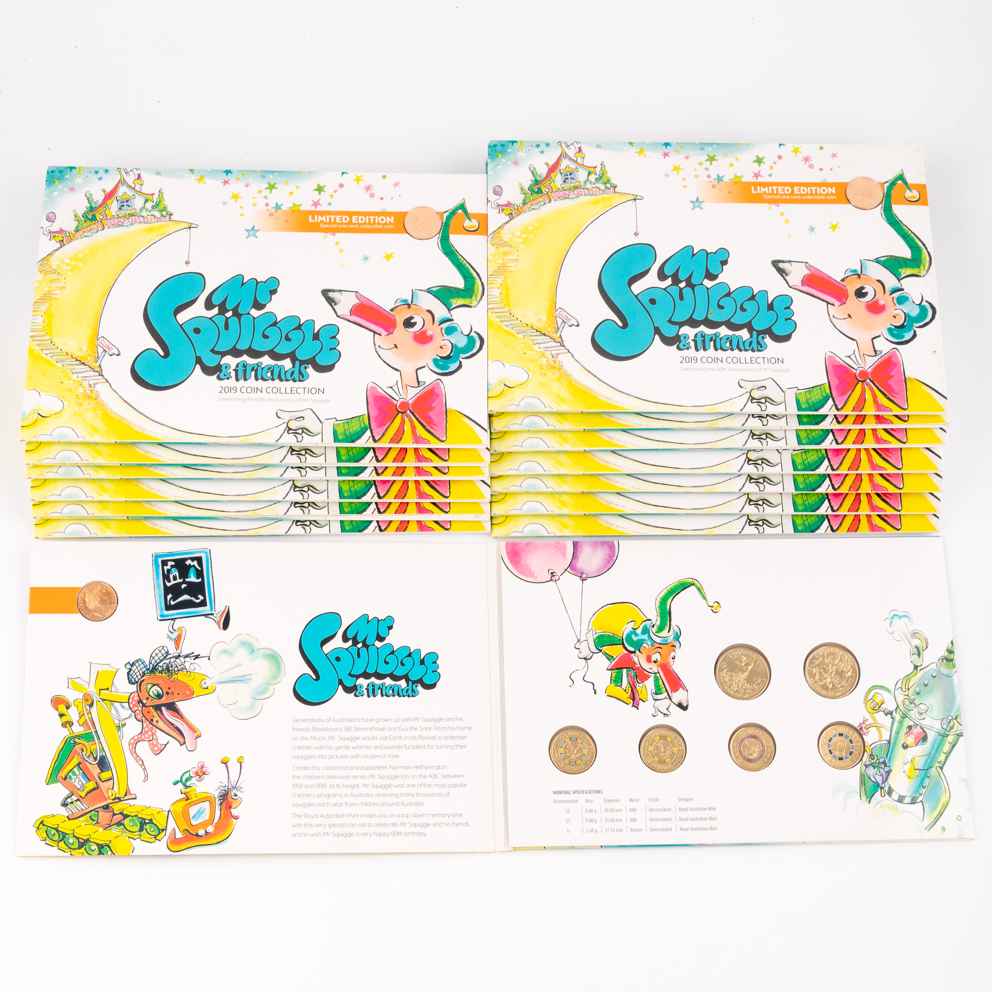 Elizabeth II, Mr Squiggle & Friends, One Dollar - Two Dollars, 2019, UNC