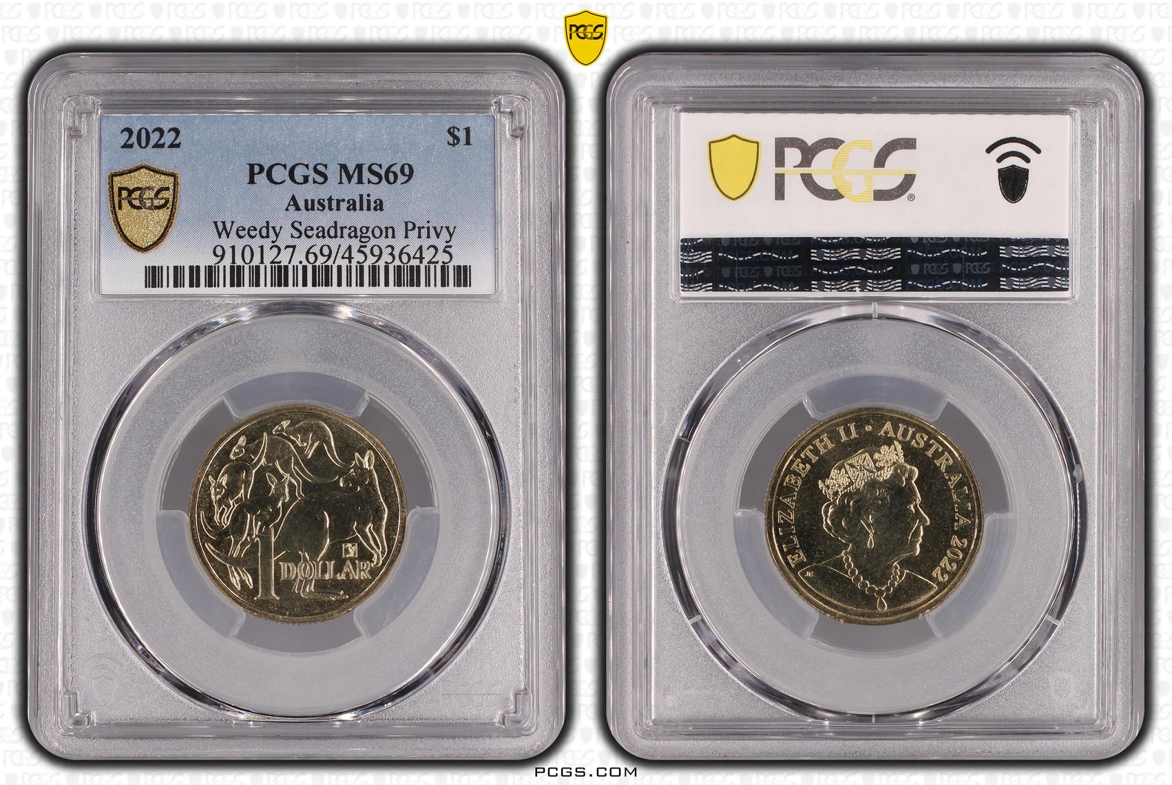2022 Australia One Dollar, $1 Weedy Seadragon Privy PCGS - MS69 POP 1/0 -425