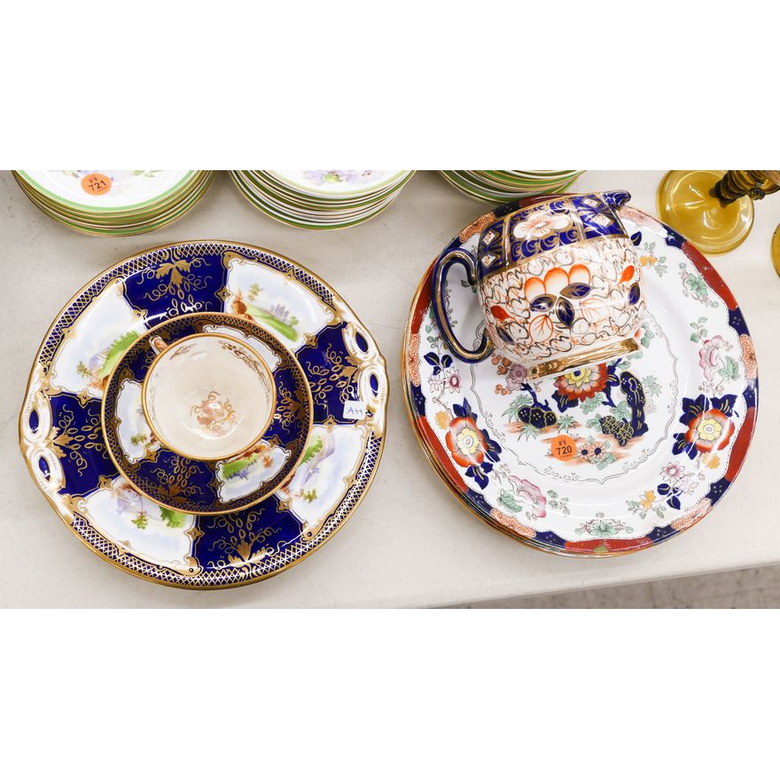 6pc Antique Porcelain Plates and Cup Saucer
