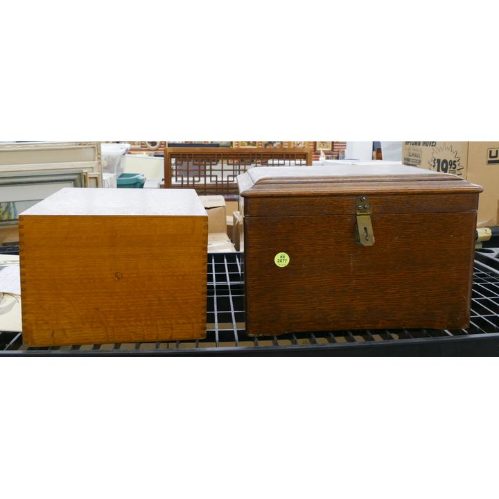 2pc Antique Oak Boxes- 9'' and 12''