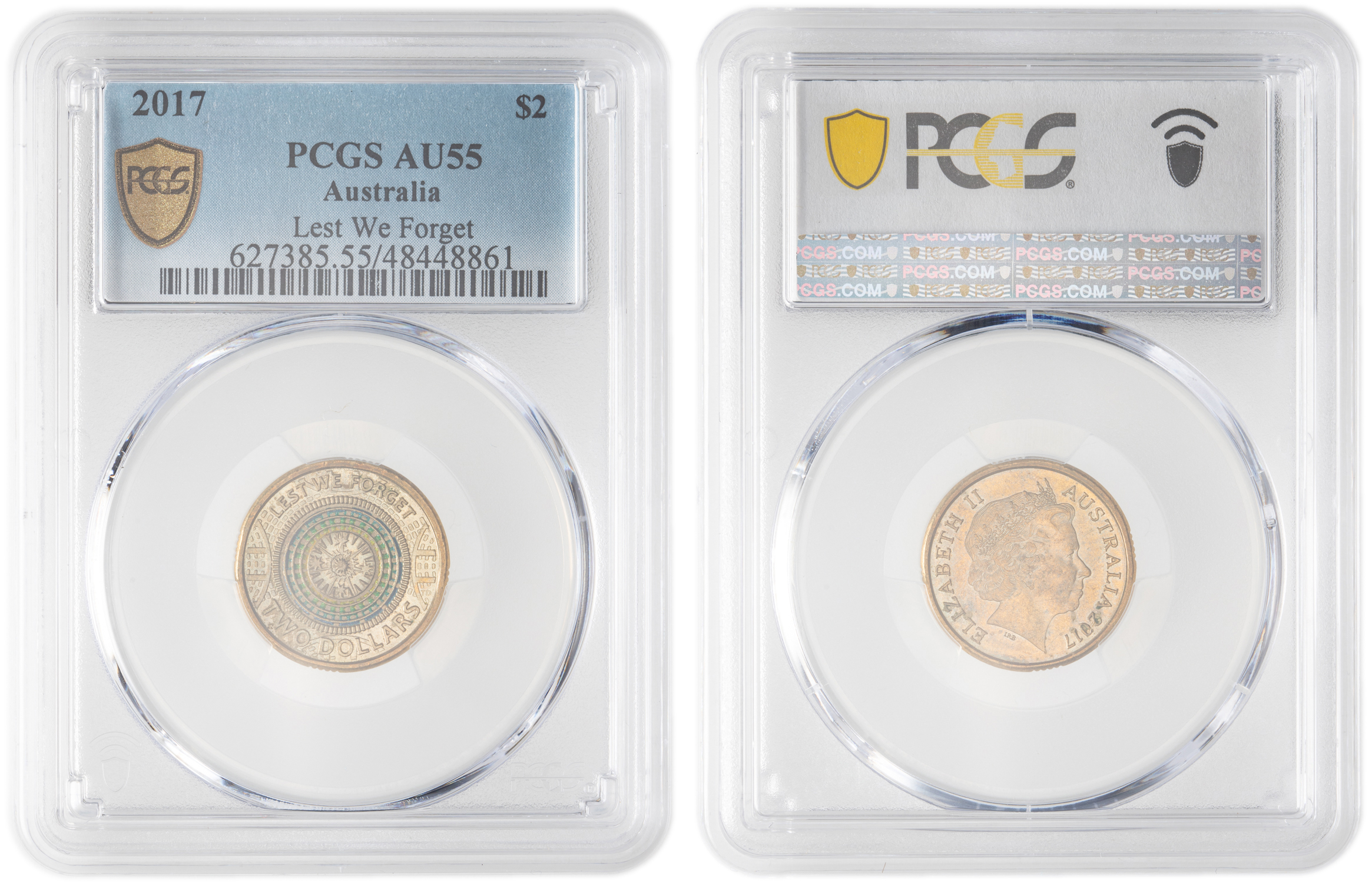 Elizabeth II, Lest We Forget, Two Dollar, 2017, PCGS AU55
