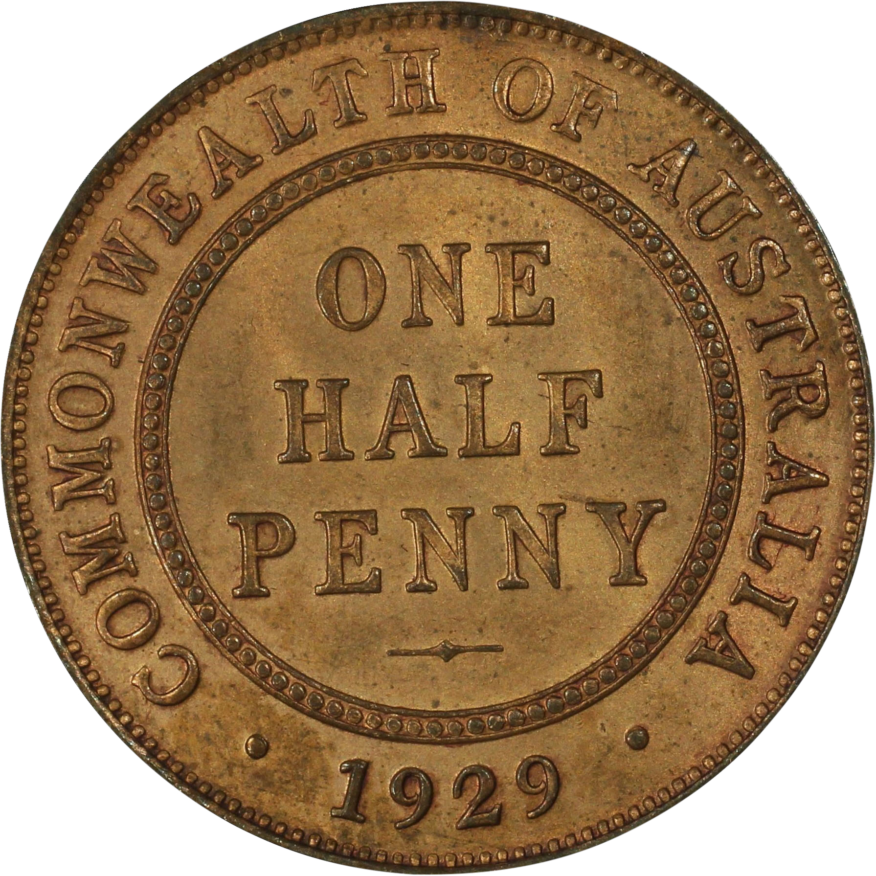 George V, Halfpenny, 1929, MS 64 RB