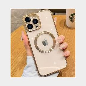 ZarDash Clear Shockproof Magnetic Case iPhone 15 Pro Max Gold Trims |