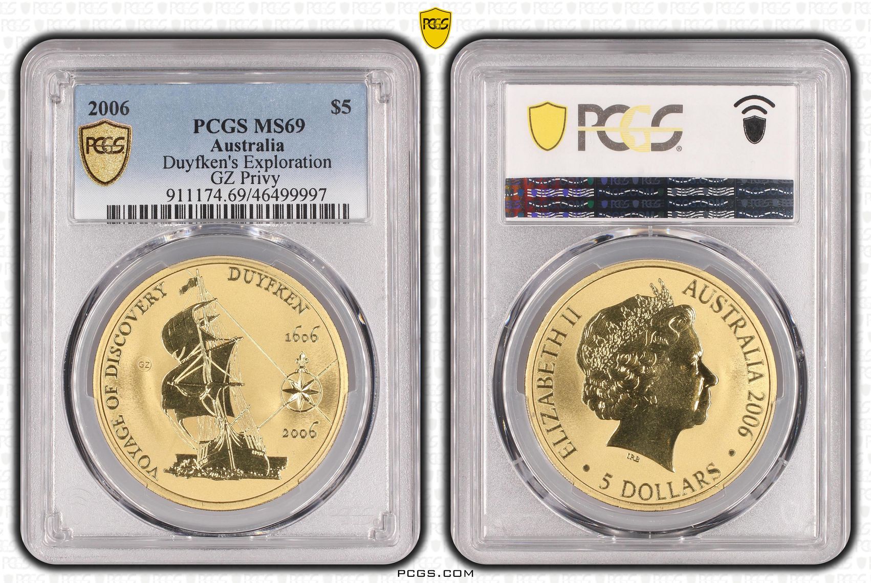 Duyfken's Exploration, Five Dollar, 2006, PCGS MS69