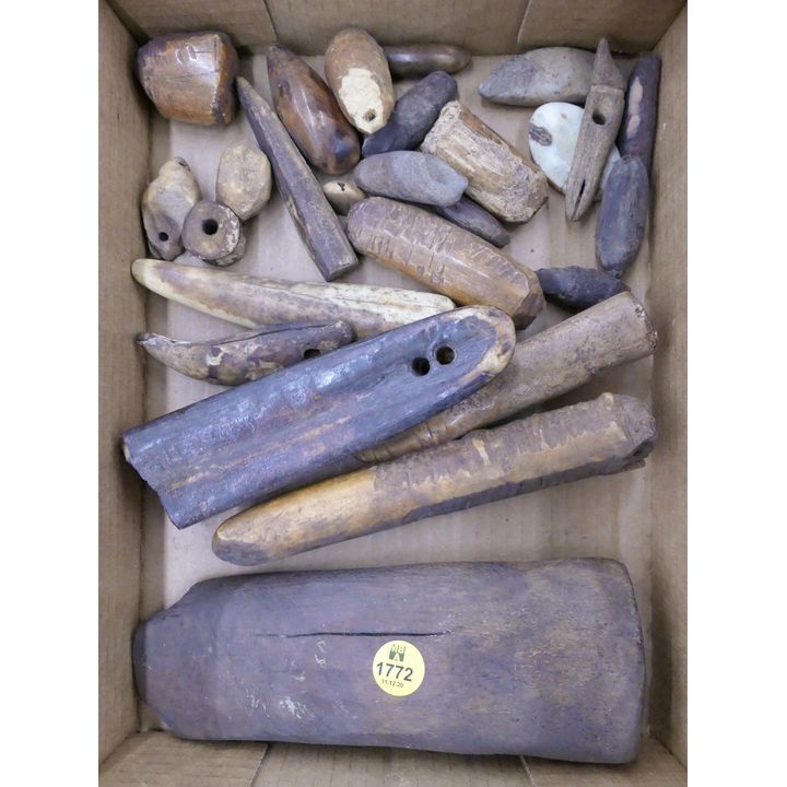 Box Antique Eskimo Implements Etc