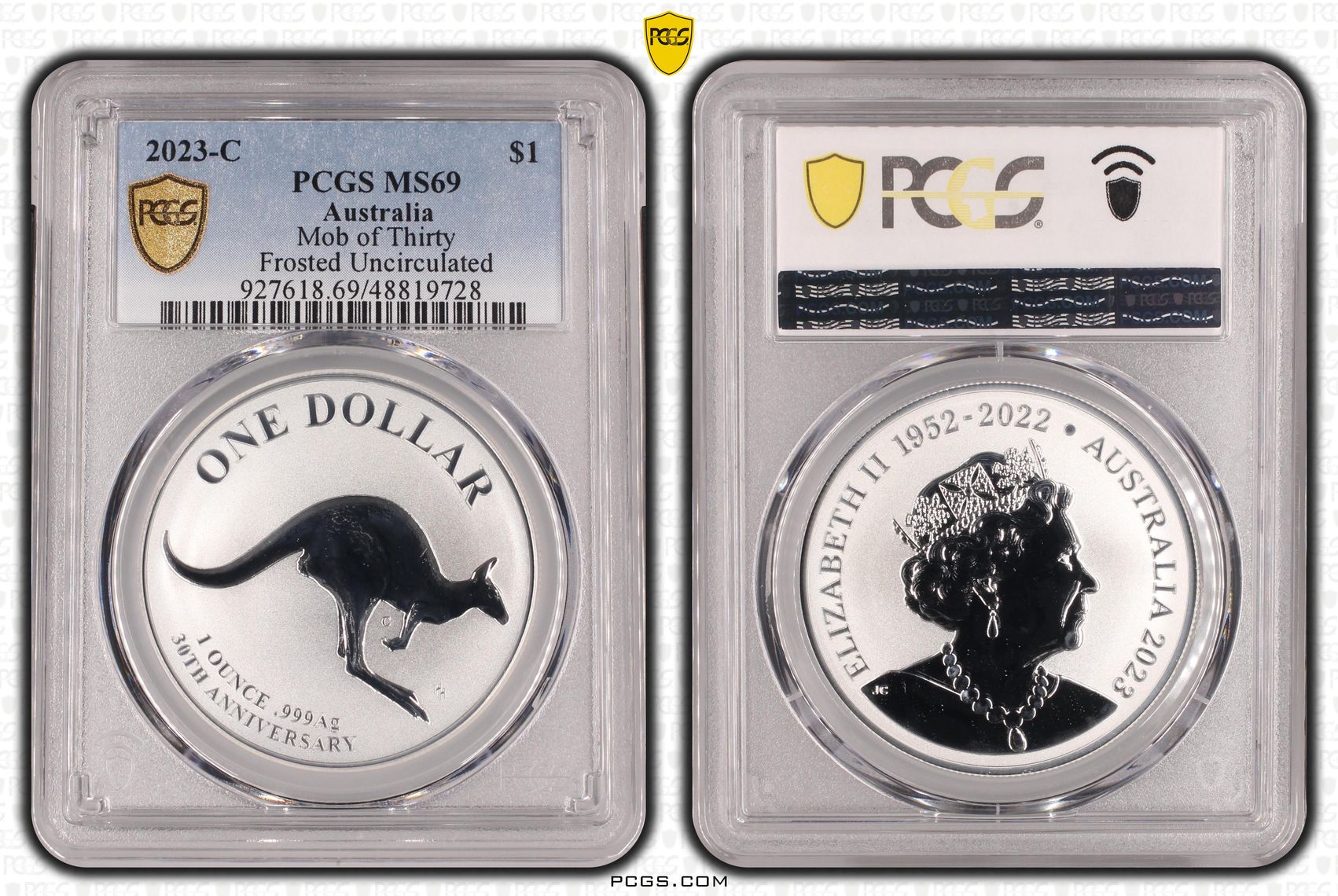 Elizabeth II, Mob of Thirty Frosted Uncirculated, One Dollar, 2023-C, PCGS MS69