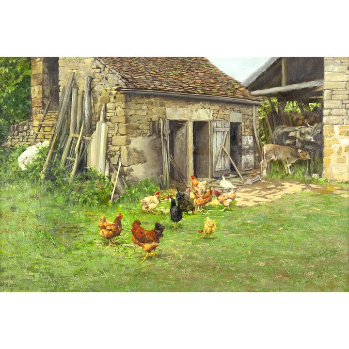 Clark Hulings (1922-2011), Barnyard with Chickens, 2008