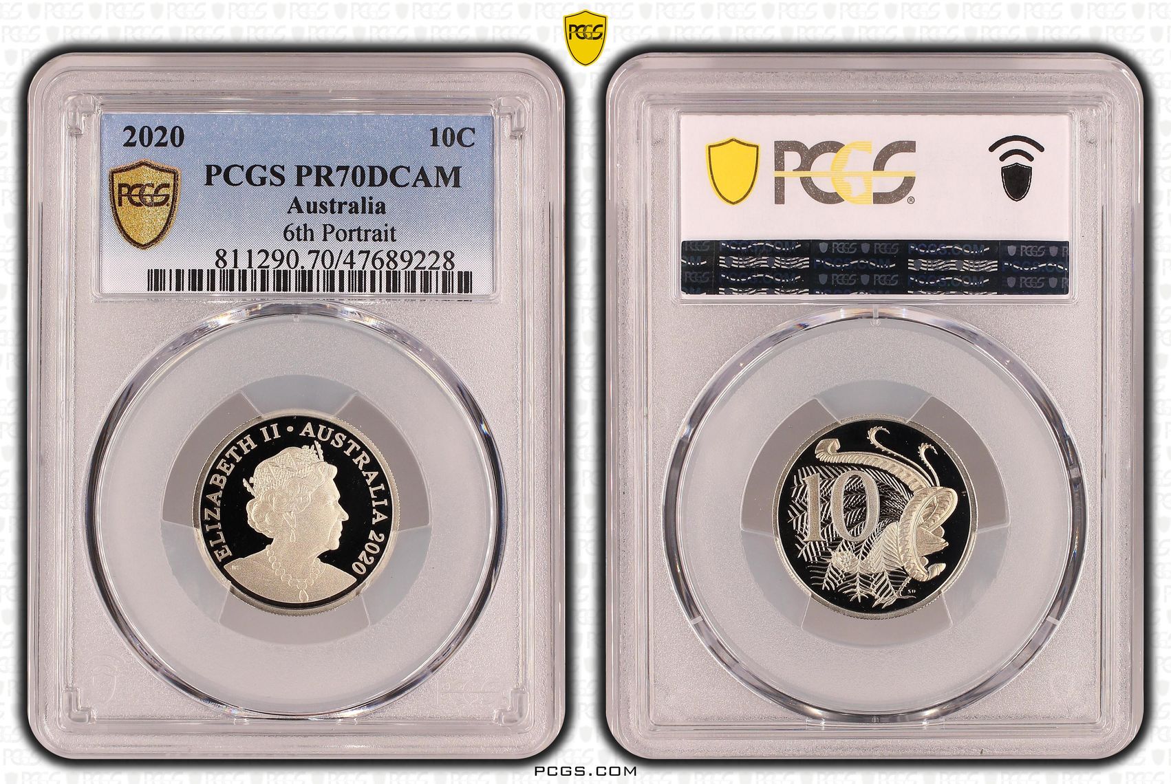 Elizabeth II, 6th Portrait, Ten Cent, 2020, PCGS PR70DCAM