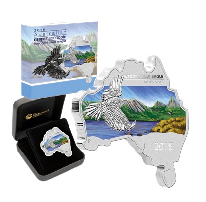 2015 Perth Mint Map Shaped Wedge-Tailed Eagle 1oz Silver Proof Coin