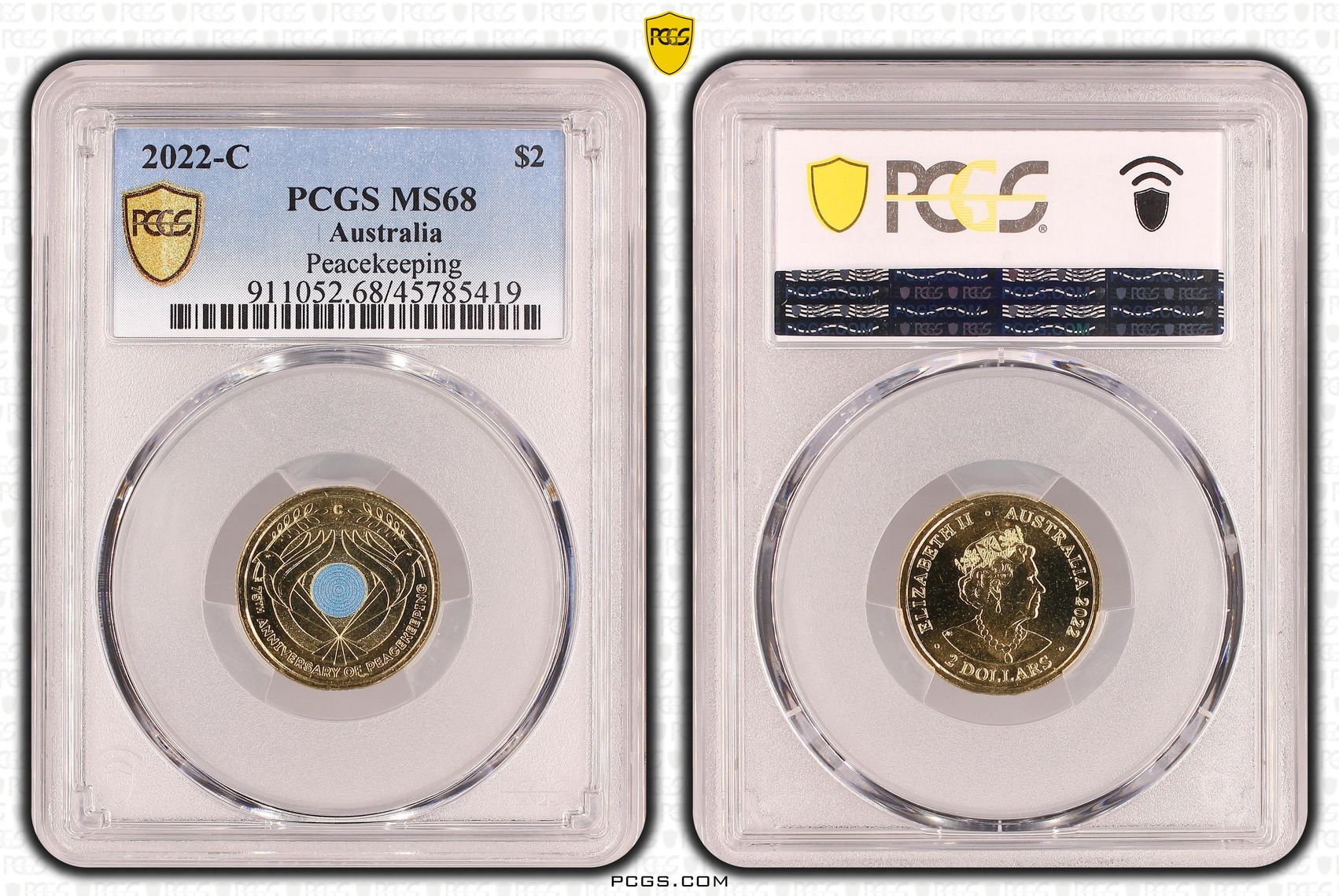 Peacekeeping Colourised, Two Dollar, 2022-C, PCGS MS68
