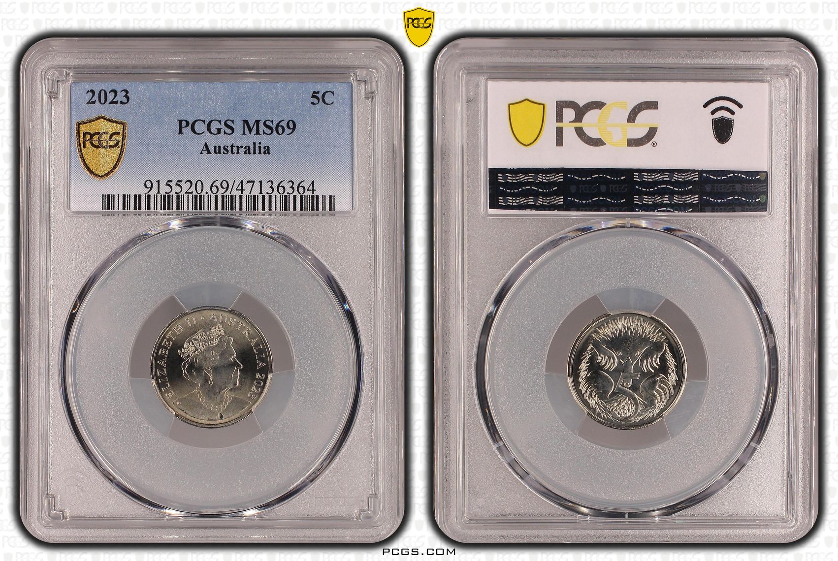 Elizabeth II, Five Cent, 2023, PCGS MS69