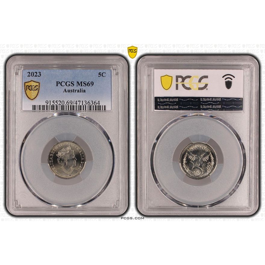 Elizabeth II, Five Cent, 2023, PCGS MS69