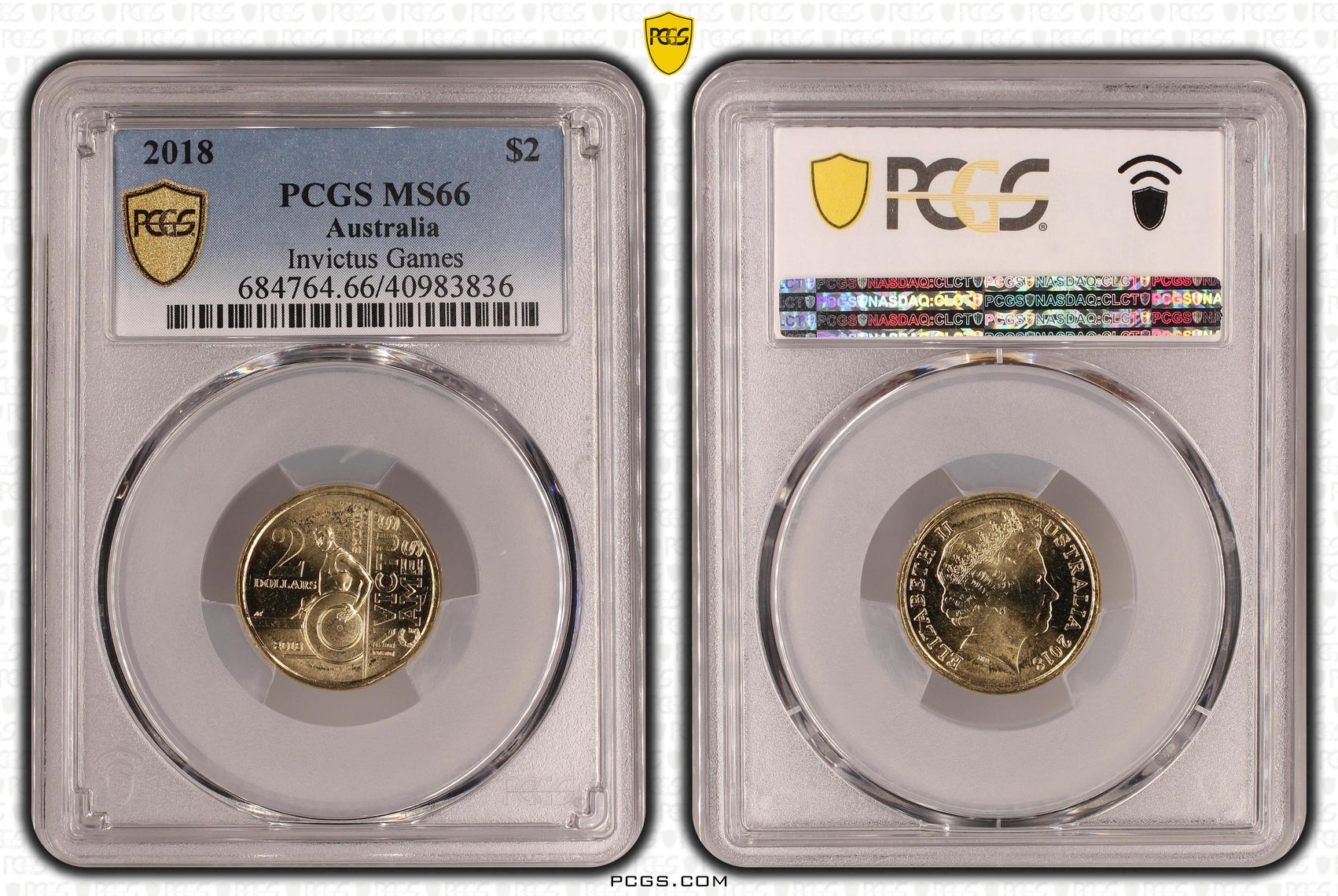 Invictus Games, Two Dollar, 2018, PCGS MS66