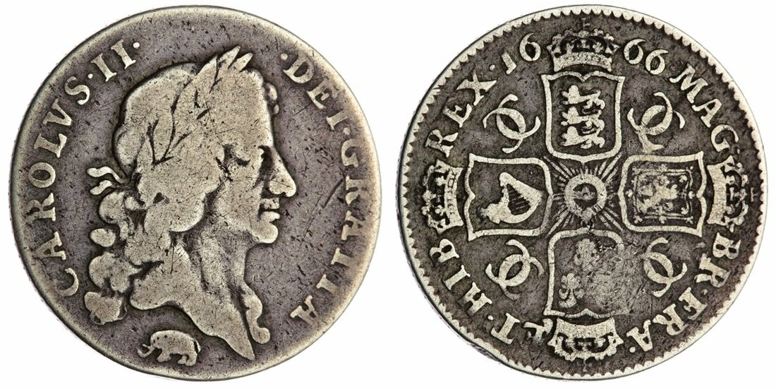 Charles II (1660-1685), 'Guinea Head' Shilling, 1666 | Spink