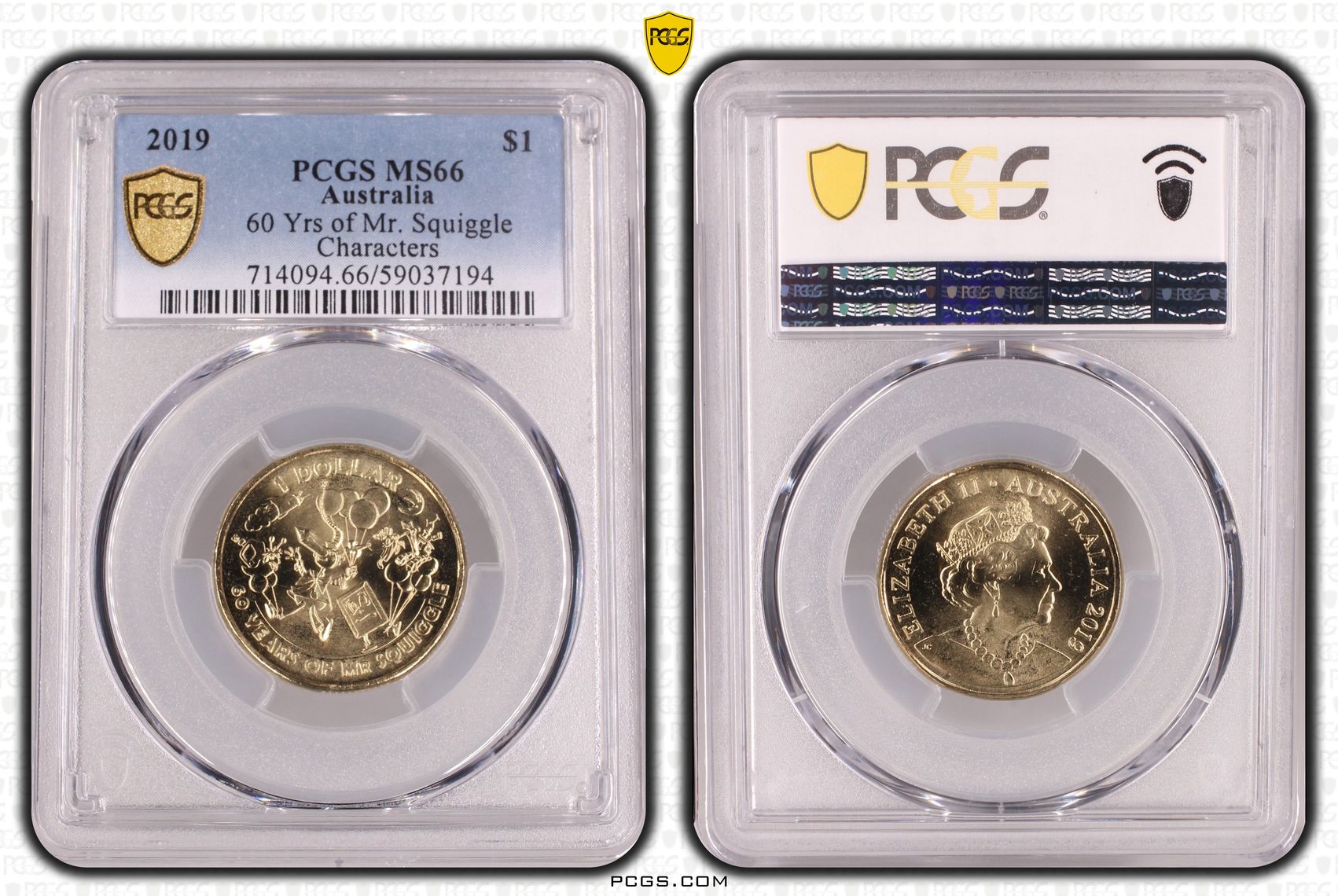 60 Yrs of Mr. Squiggle - Spaceship, One Dollar, 2019, PCGS MS66
