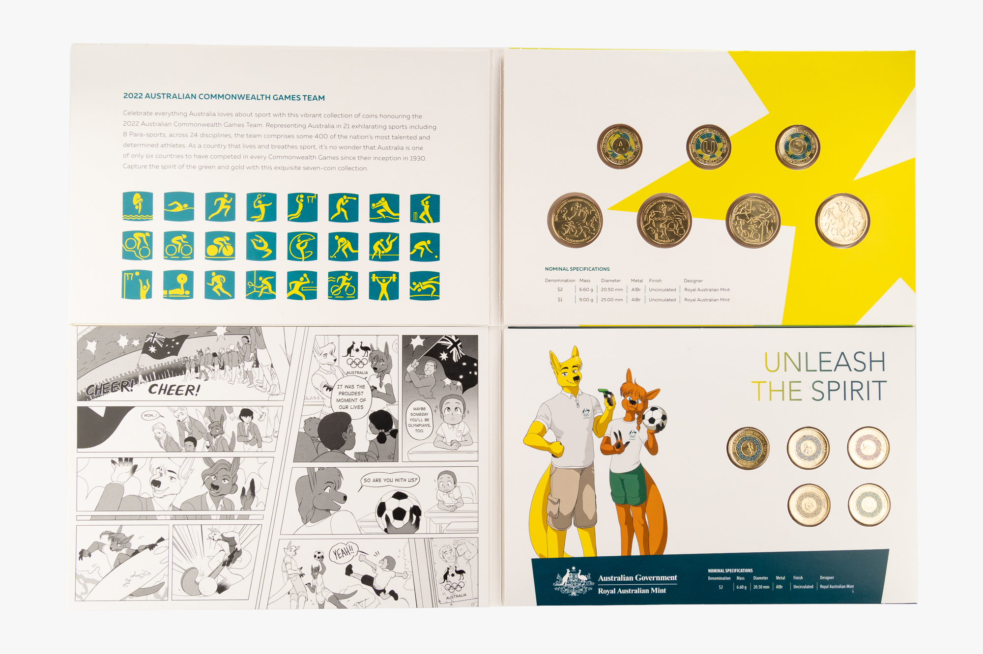 Elizabeth II, RAM - Australian Olympic Team & Commonwealth Games, One Dollar - Two Dollars, 2020 - 2022, UNC