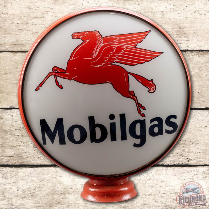 Complete 16.5" Mobilgas w/ Pegasus Gas Pump Globe & Metal Body