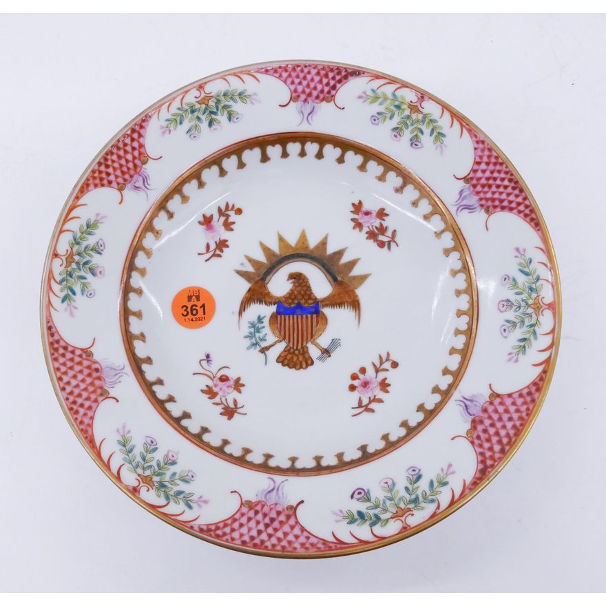Chinese 19th Century Eagle Crest Export Bowl- 8''