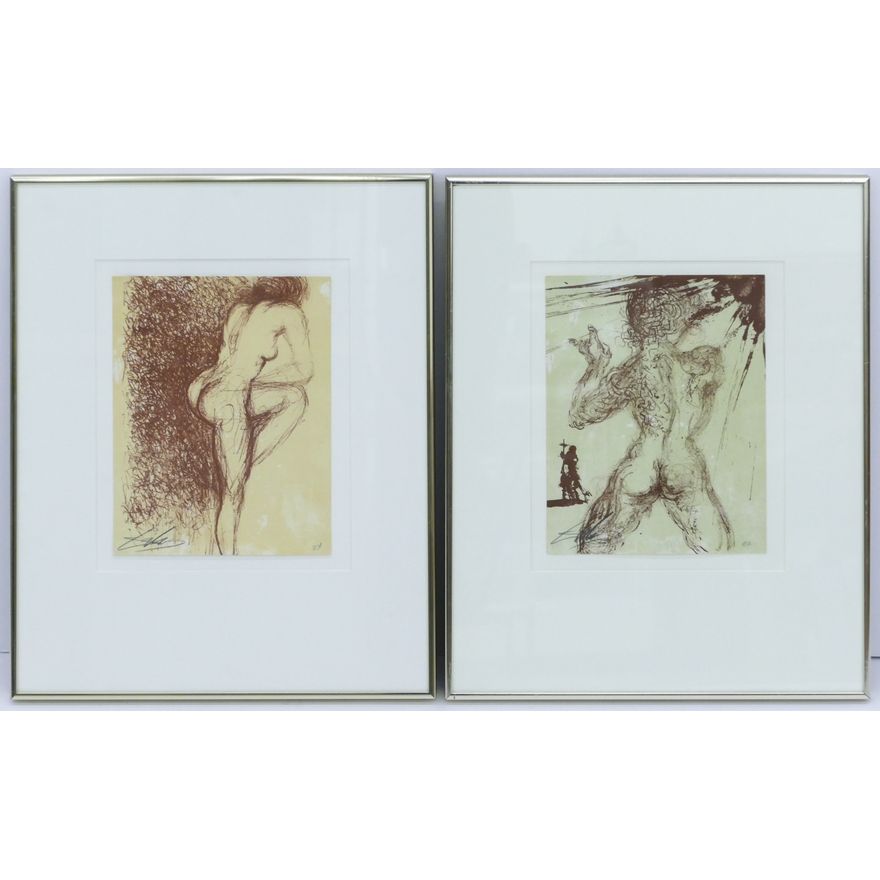 2pc Salvador Dali ''Homage a Meissonier'' 1967 Lithograph