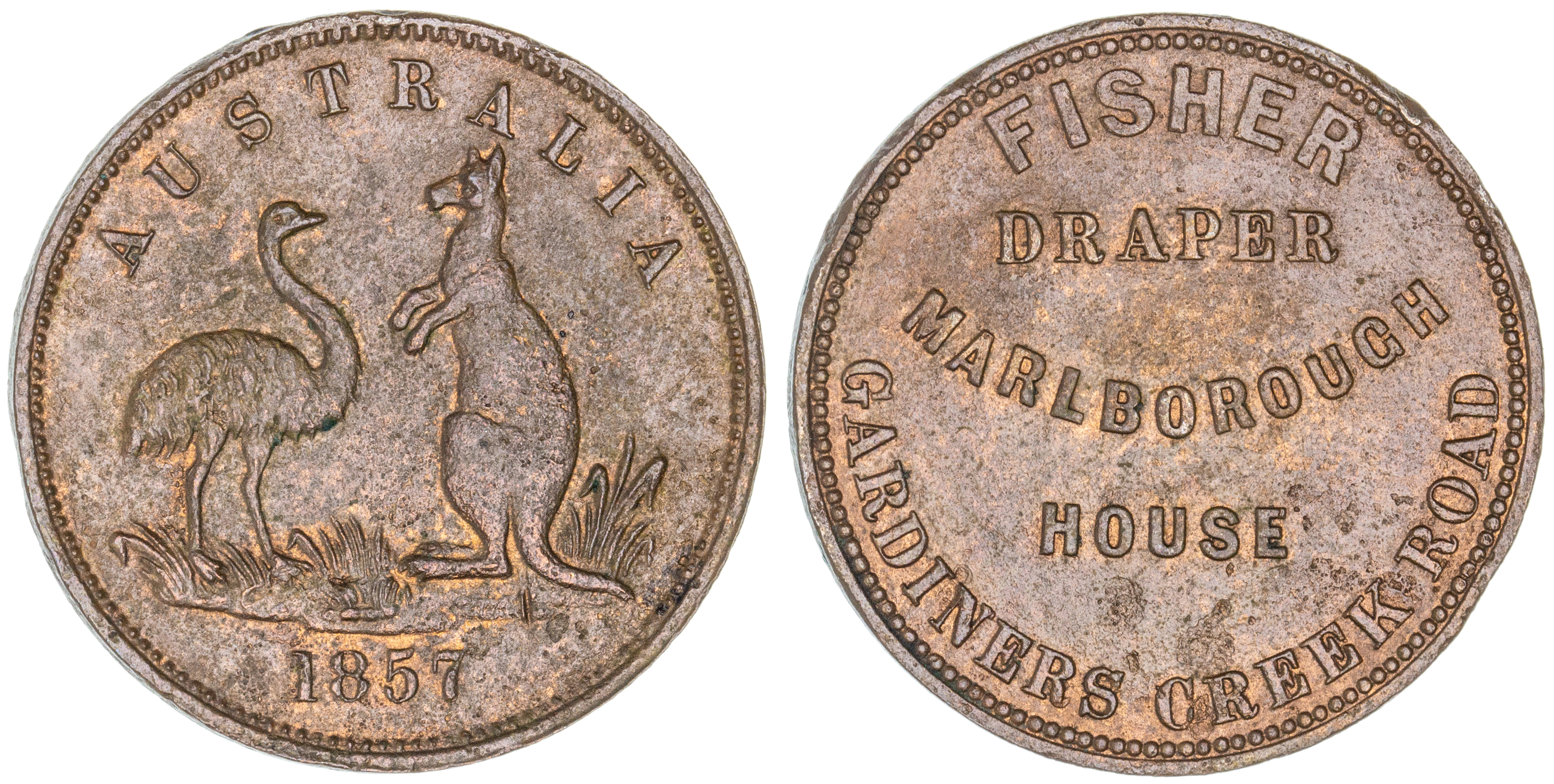 Fisher, South Yarra, Halfpenny, 1857, EF