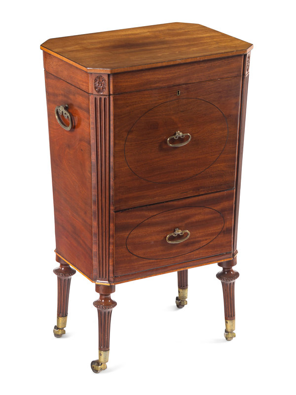 A George III Ebony-Strung Mahogany Cellarette