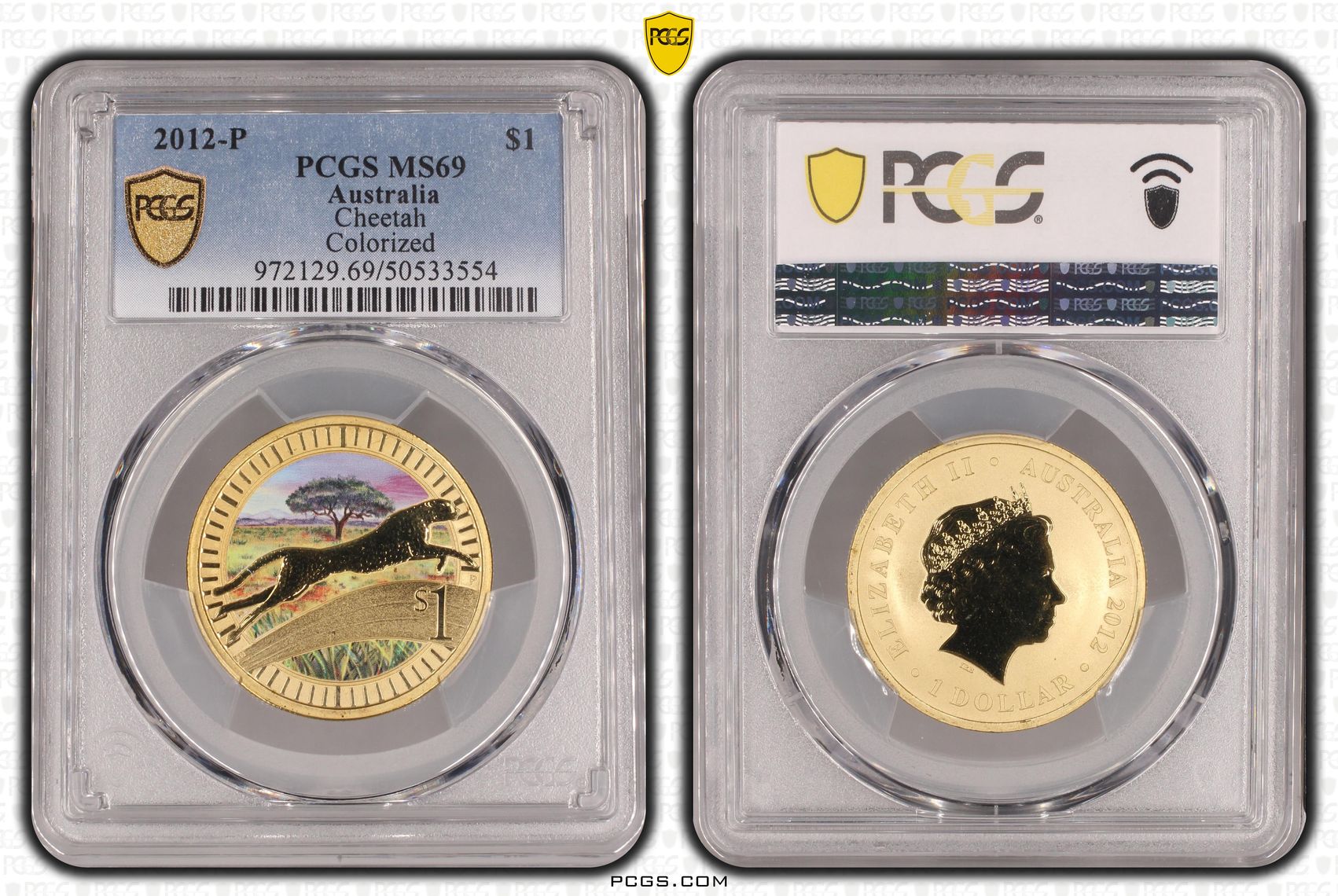 Cheetah Colorized, One Dollar, 2012-P, PCGS MS69