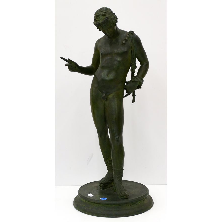 Antique Narcissus Classical Bronze Sculpture 24''