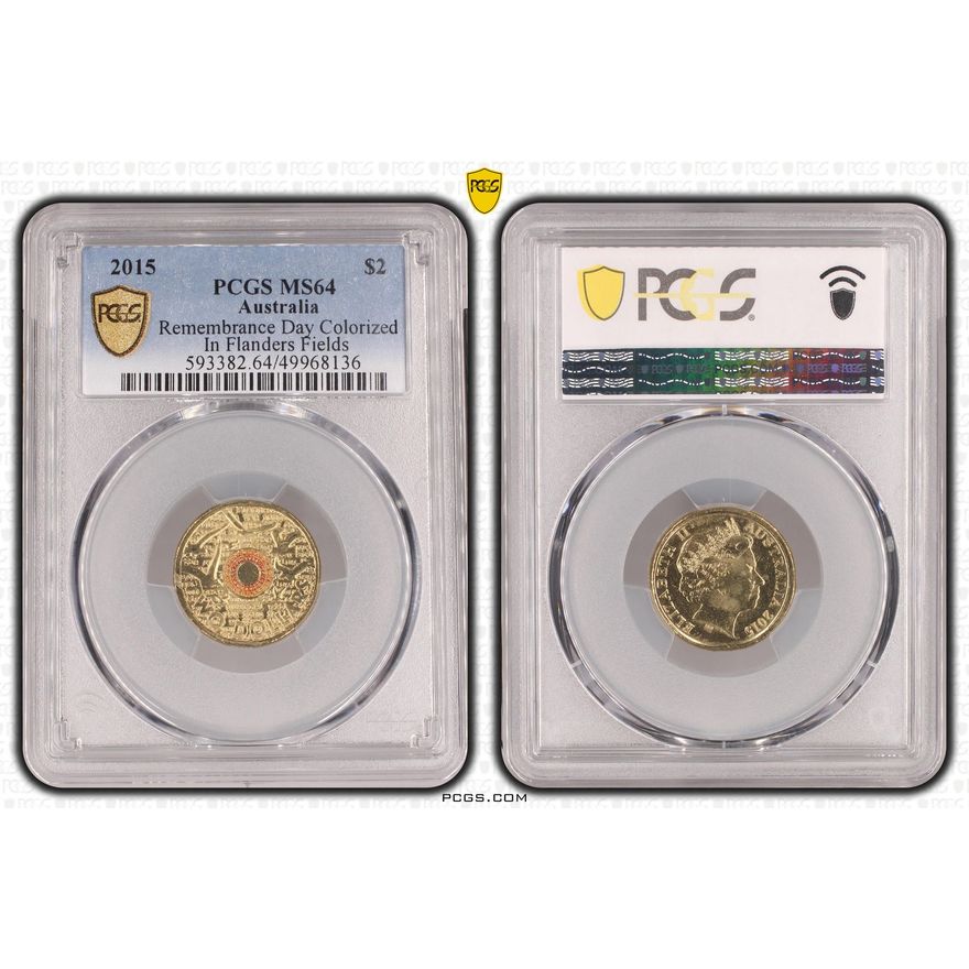 Remembrance Day Colorized - In Flanders Fields, Two Dollar, 2015, PCGS MS64