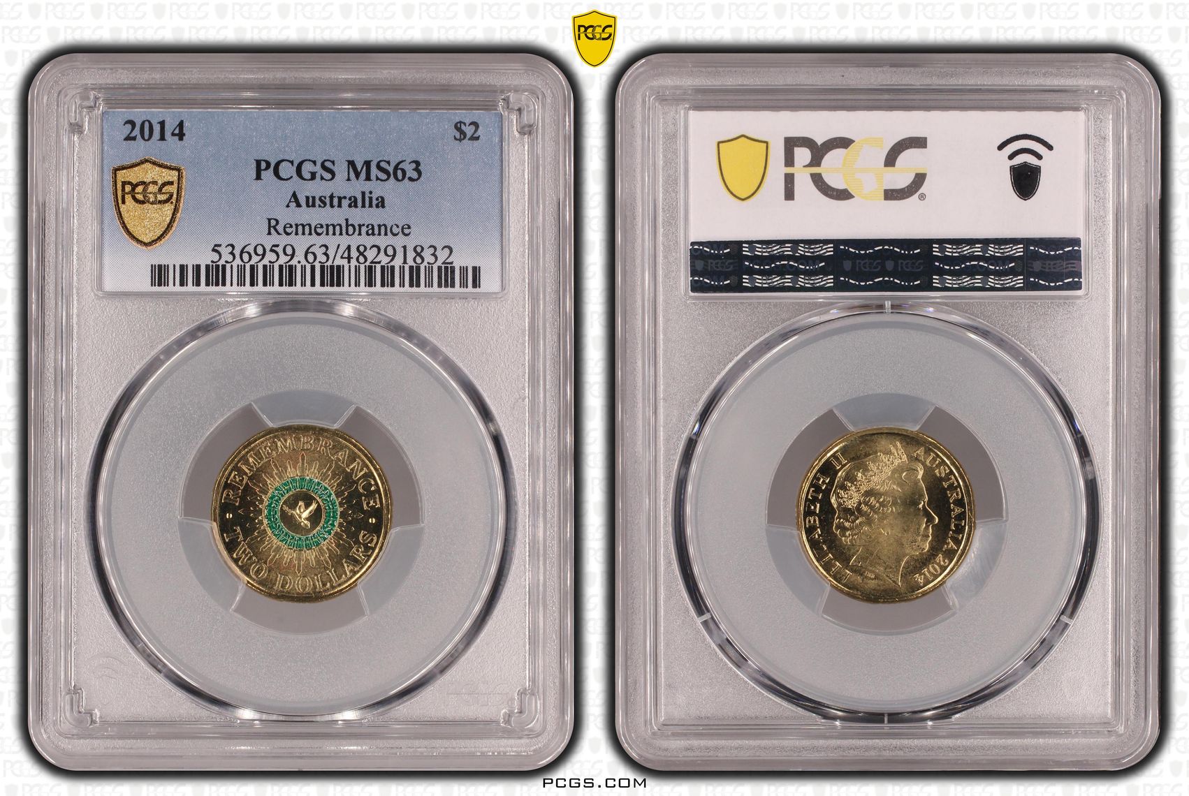 381 · Remembrance - Colorized , Two Dollar, 2014, PCGS MS63
