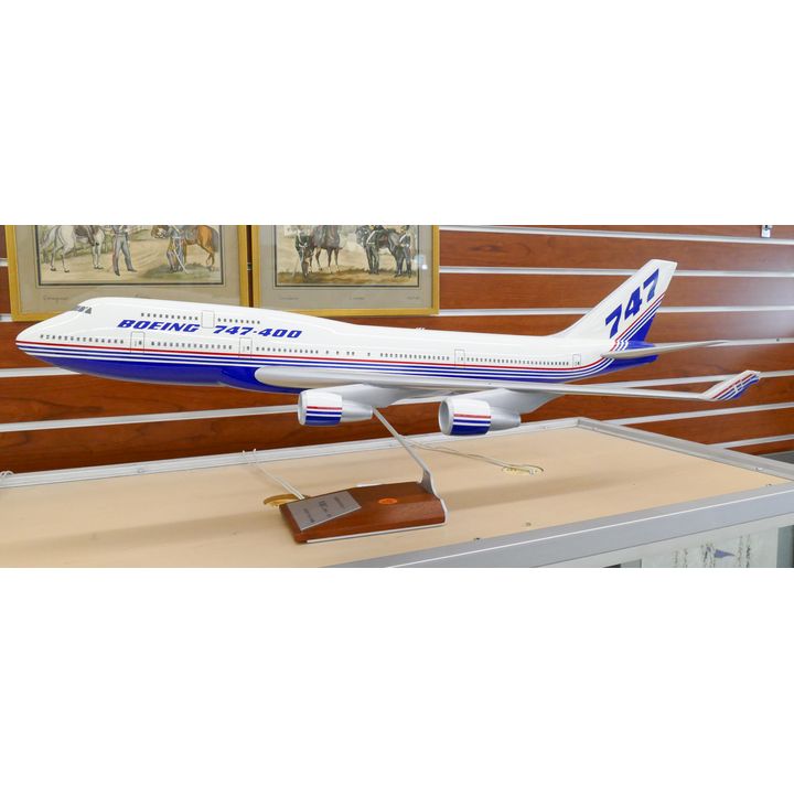 Vintage Boeing 747-400 Fiberglass Desk Model with Box- 28''