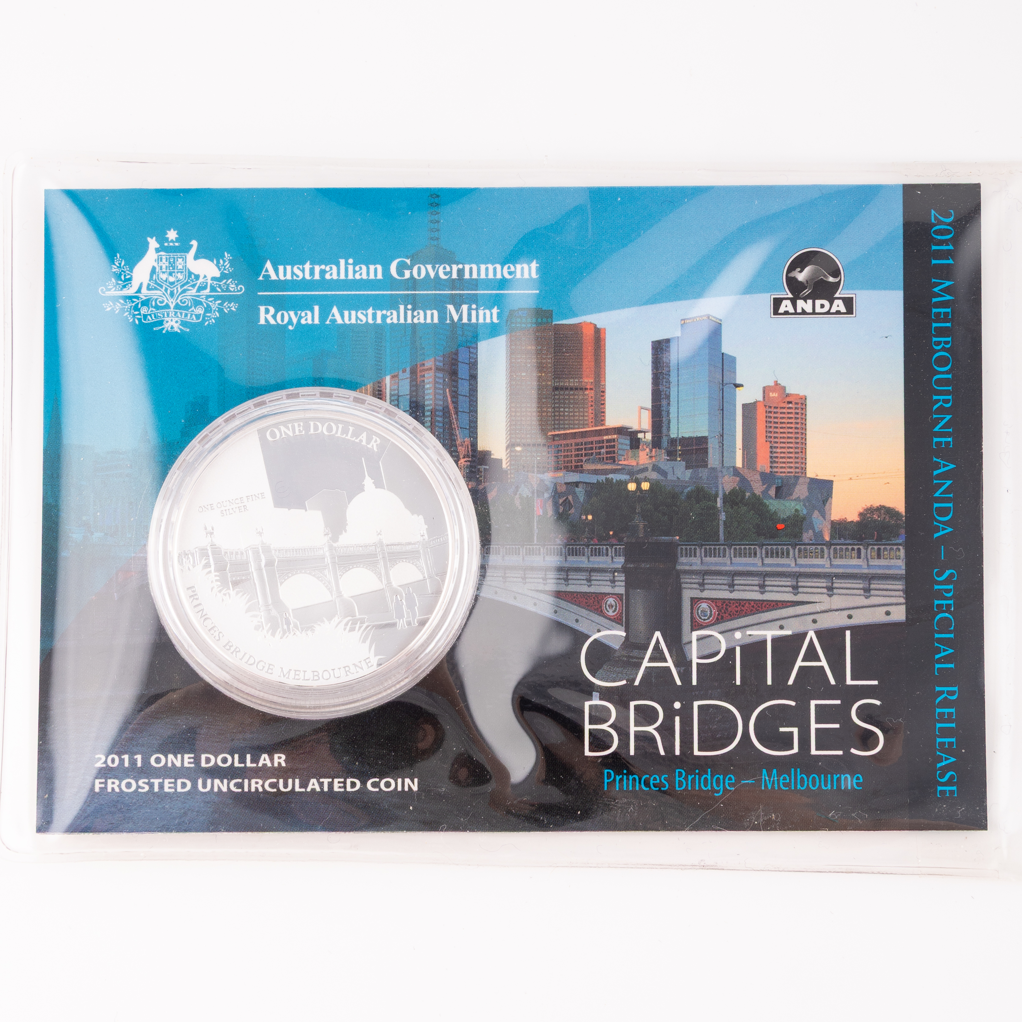 Elizabeth II, RAM - Capital Bridges Princes Bridge, Melbourne, One Dollar, 2011, UNC