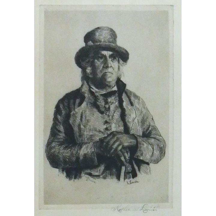 Katherine Levin ''Grandpa'' Signed Etching Matted 20''x16''