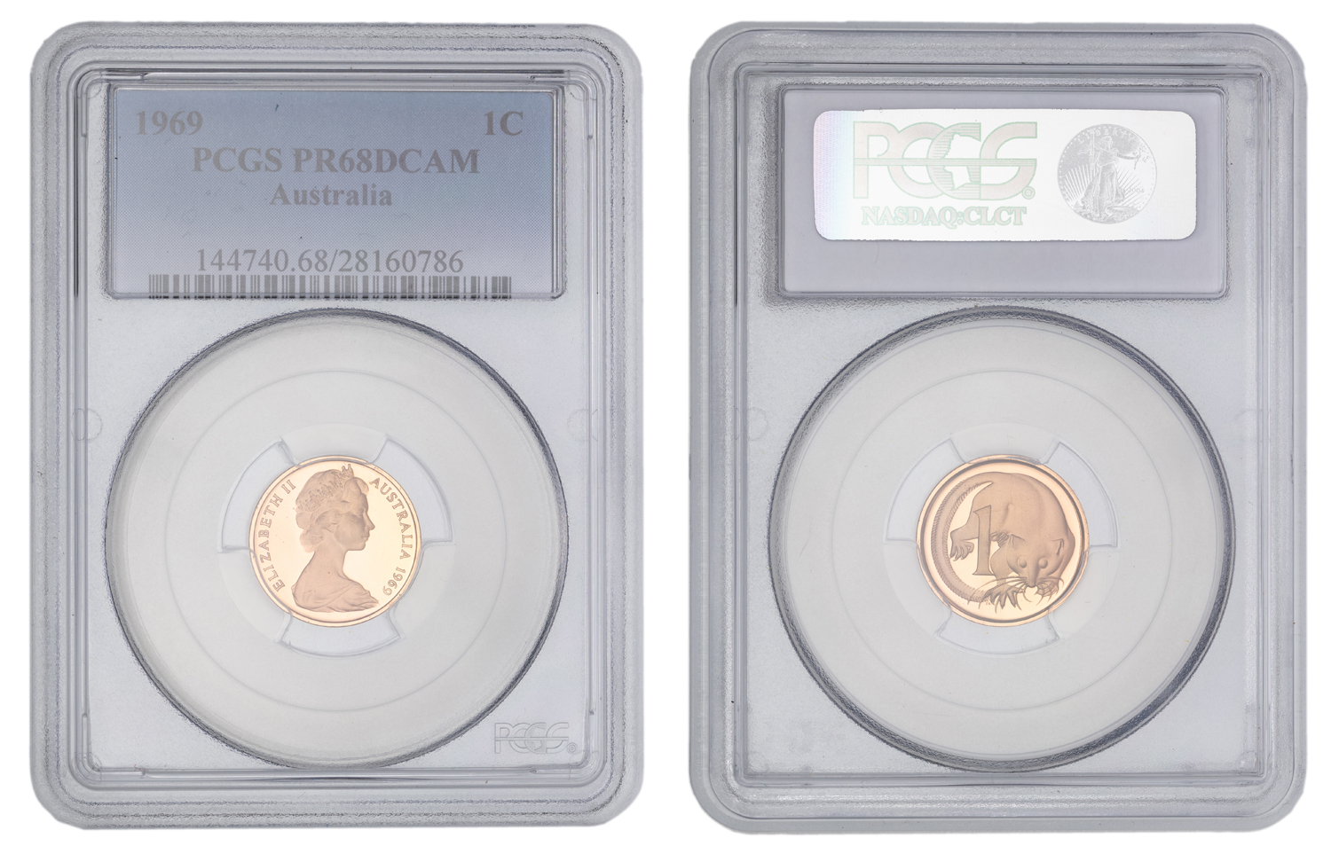 Elizabeth II, One Cent, 1969, PCGS PR68DCAM