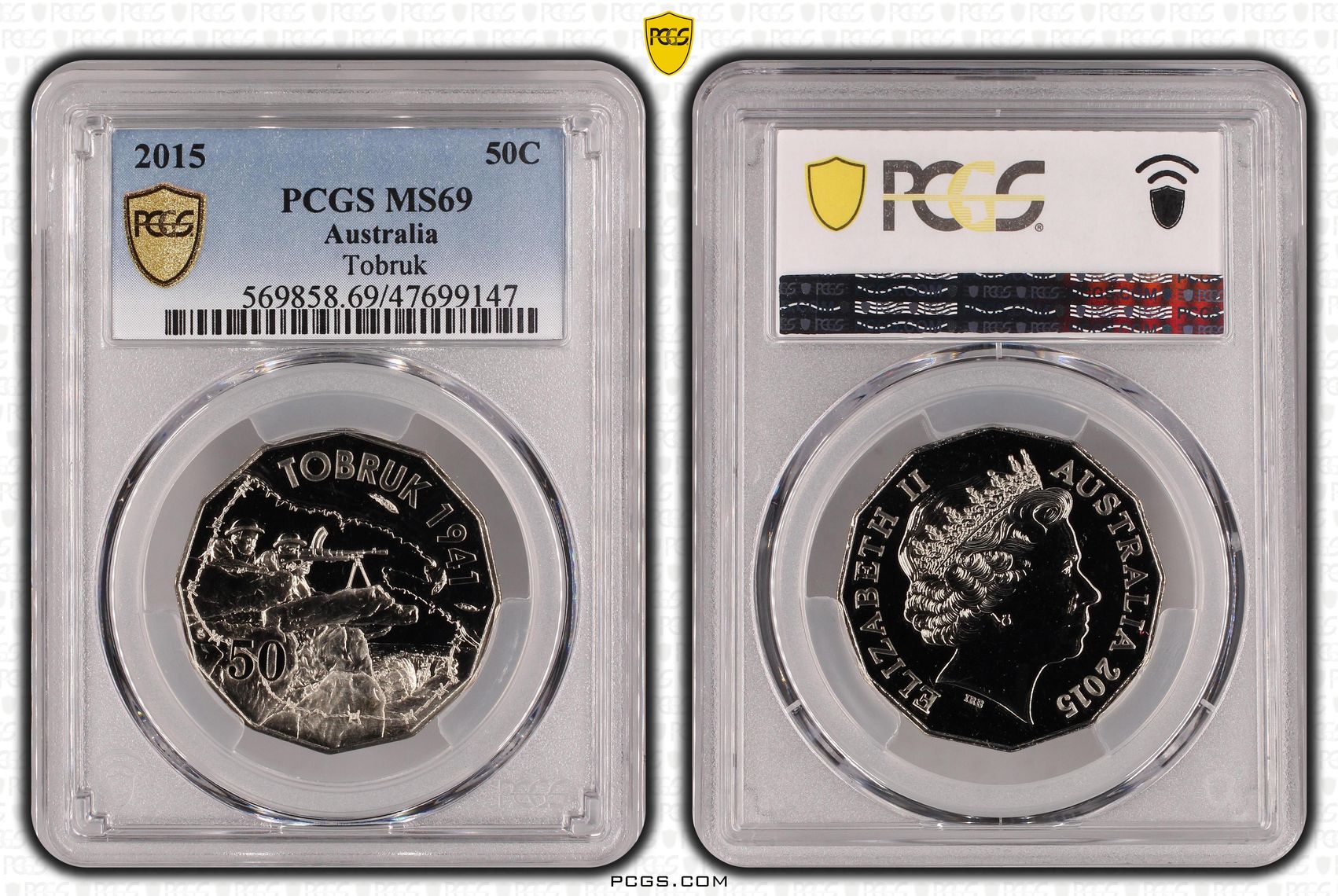 Tobruk, Fifty Cent, 2015 POP Report 21/0, PCGS MS 69