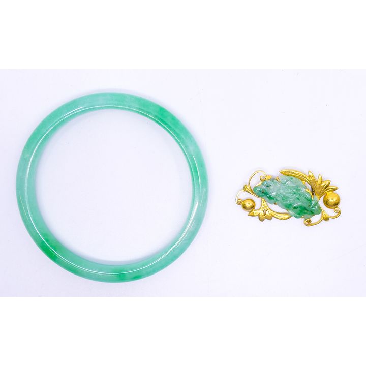 Box of Chinese Jadeite & 22k Jewelry