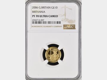 2006 BRITANNIA GOLD 1/10oz PROOF 10 POUND COIN PF70 UCAM TOP POP!